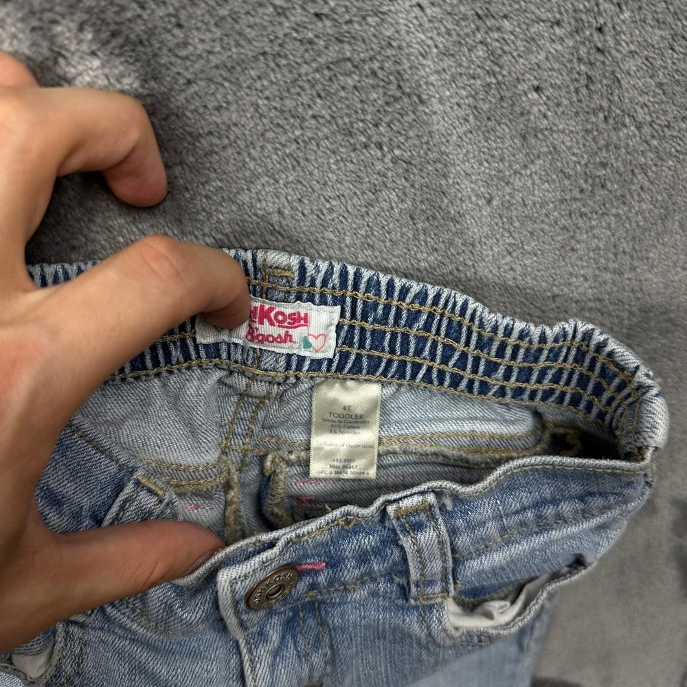 OshKosh B'gosh Denim Jeans Toddler 4T Blue Butterfly Embroidered Bootcut 8604
